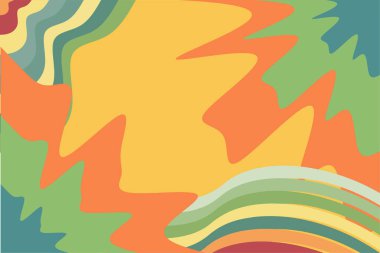 Abstract background with waves texture and curvy shapes ornament. Composition of various curves shapes and color spectrum.