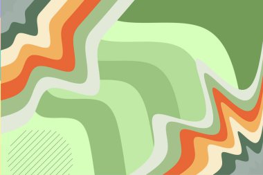 Abstract background with waves texture and curvy shapes ornament. Composition of various curves shapes and color spectrum.