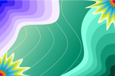 Abstract background with waves texture and curvy shapes ornament. Composition of various curves shapes and color spectrum.