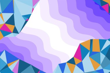 Abstract background mosaic of various wave texture and geometrical shapes. Collage of polygonal shapes and wavy shapes.