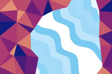 Abstract background mosaic of various wave texture and geometrical shapes. Collage of polygonal shapes and wavy shapes.