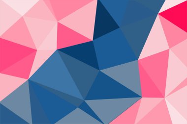 Abstract background with various lowpoly facets texture and color. Collage of various triangle fragments texture.