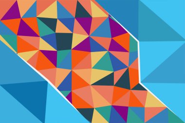 Abstract background with various lowpoly facets texture and color. Collage of various triangle fragments texture.