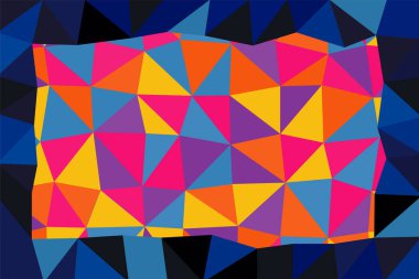 Abstract background with various lowpoly facets texture and color. Collage of various triangle fragments texture.