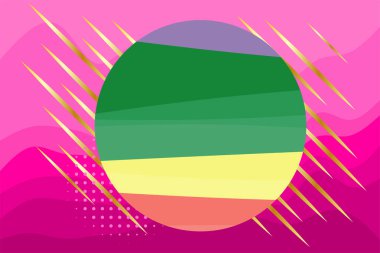 Abstract background collage of wave texture and geometric shapes ornaments. Composition of curvy shapes and decorative elements frame.