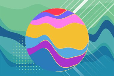 Abstract background collage of wave texture and geometric shapes ornaments. Composition of curvy shapes and decorative elements frame.