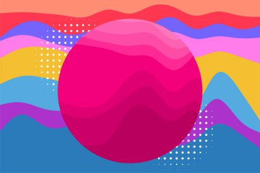 Abstract background collage of wave texture and geometric shapes ornaments. Composition of curvy shapes and decorative elements frame.