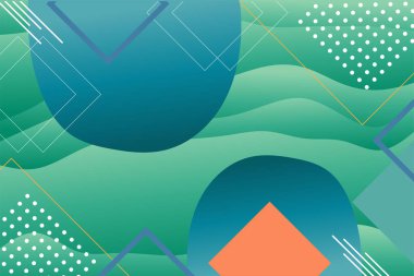 Abstract background collage of wave texture and geometric shapes ornaments. Composition of curvy shapes and decorative elements frame.