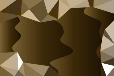 Abstract background of wave shapes and polygonal texture. Mosaic composition of curvy shapes and lowpoly texture.