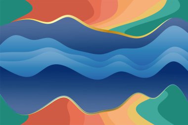Abstract background collage of various color wave shapes. Composition of various curvy shapes and colors.