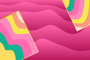 Abstract background collage of various color wave shapes. Collage composition of various curvy shapes and rectangle frames.