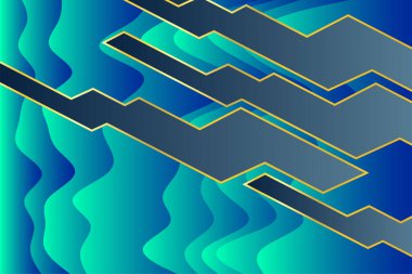 Abstract background collage of wave texture and geometric shapes ornaments. Composition of curvy shapes and decorative elements plates.