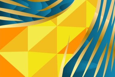 Abstract background of wave shapes and polygonal texture. Mosaic composition of curvy shapes and lowpoly texture.