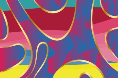 Abstract background collage of wave texture and various curvy shapes. Composition of various curvy shapes and colors.