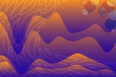 Abstract background with waves texture and curvy shapes overlay. Composition of various curves shapes.