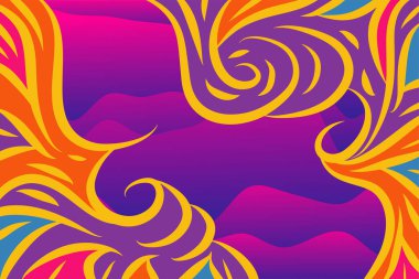 Abstract background with wave shapes texture and curvy ornaments. Composition of various wavy shapes abstract background.