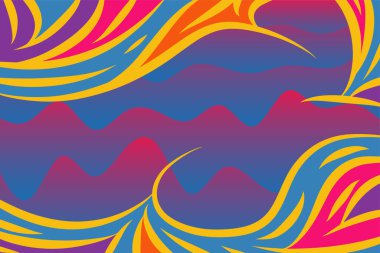 Abstract background with wave shapes texture and curvy ornaments. Composition of various wavy shapes abstract background.