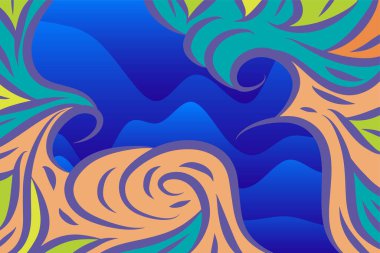 Abstract background with wave shapes texture and curvy ornaments. Composition of various wavy shapes abstract background.