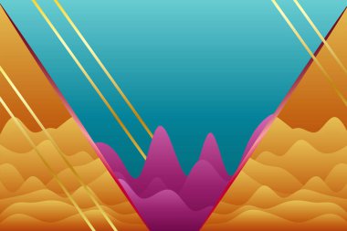 Abstract background collage of gradient wave shapes with stripe ornaments.