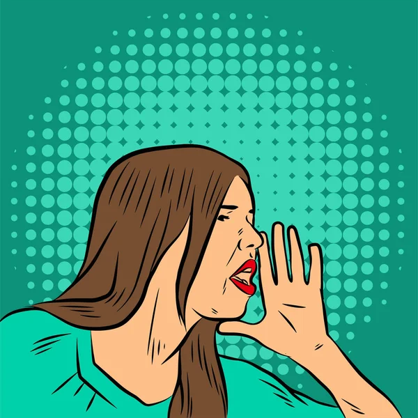 Εικονογράφηση Των Γυναικών Φωνάζοντας Φωνάζοντας Ανακοινώνοντας Προωθώντας Gesture Illustration Της — Διανυσματικό Αρχείο