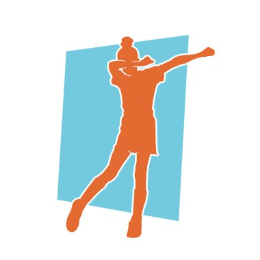 Mutlu dans eden bir kadının silueti. Beyaz arka planda izole edilmiş genç bayan hip hop dansçısı hareket vektörü silueti.