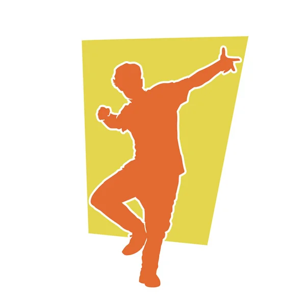 Силуэт Мужчины Танцующего Позу Силуэт Мужского Танцора Исполняющего Позу — стоковый вектор