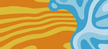 Dalgalı çizgili arkaplan dokusu üzerindeki çeşitli kıvrımlı şekillerin soyut bileşimi.