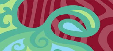 Çeşitli kıvrımlı süslemeleri olan organik dalgalı dokuların soyut arkaplanı. Kıvrımlı kıvrımlar dalga dokusu arkaplanındaki dekoratif süslemeleri. 