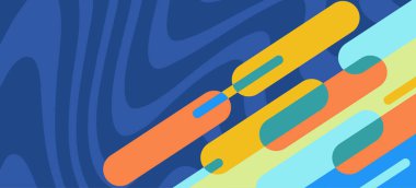 Kapsül şekilli dalgalı çizgilerin soyut arka plan kolajı geometrik süslemeler. 