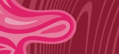 Dalgalı çizgili arkaplan dokusu üzerindeki çeşitli kıvrımlı şekillerin soyut bileşimi.