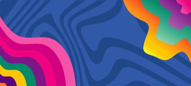 Dalgalı çizgili arkaplan dokusu üzerindeki çeşitli kıvrımlı şekillerin soyut bileşimi.