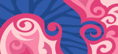 Çeşitli kıvrımlı süslemeleri olan organik dalgalı dokuların soyut arkaplanı. Kıvrımlı kıvrımlar dalga dokusu arkaplanındaki dekoratif süslemeleri. 