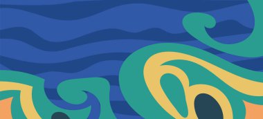 Çeşitli kıvrımlı süslemeleri olan organik dalgalı dokuların soyut arkaplanı. Kıvrımlı kıvrımlar dalga dokusu arkaplanındaki dekoratif süslemeleri. 