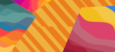 Çizgili desenli ve dikdörtgen yüzeyli soyut arkaplan. Geometrik şekillerin kolajı çizgi dokusunun üzerine süsleme.