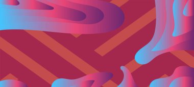 Geometrik çizgili soyut arkaplan dokusu ve gradyan renkli kabarcıklar şekil süslemeleri.