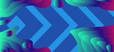 Geometrik çizgili soyut arkaplan dokusu ve gradyan renkli kabarcıklar şekil süslemeleri.