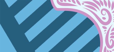 Geometrik çizgili kıvrımlı süslemeli soyut arkaplan. Dekoratif kıvrımlı çizgili desen kolajı süslemeleri şekillendirir.