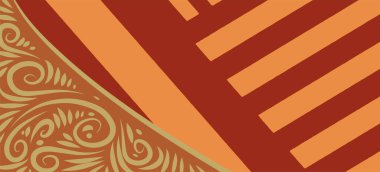 Geometrik çizgili kıvrımlı süslemeli soyut arkaplan. Dekoratif kıvrımlı çizgili desen kolajı süslemeleri şekillendirir.