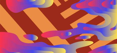 Geometrik çizgili soyut arkaplan dokusu ve gradyan renkli kabarcıklar şekil süslemeleri.