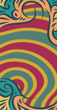 Geometrik çizgili kıvrımlı süslemeli soyut arkaplan. Dekoratif kıvrımlı çizgili desen kolajı süslemeleri şekillendirir.