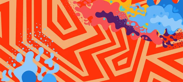 Collage Aus Streifen Texturierten Abstrakten Hintergrund Mit Farbe Splatter Ornament — Stockvektor