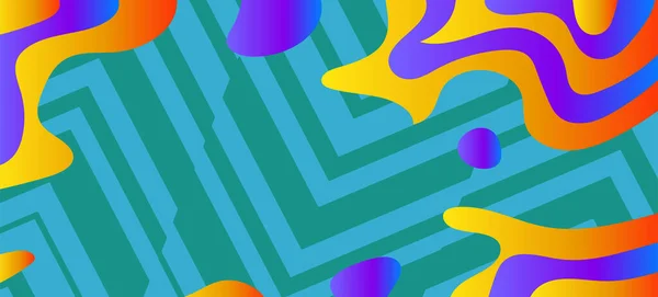Абстрактный Фон Геометрическими Полосами Текстура Градиентные Цветные Кривые Пятна Формы — стоковый вектор