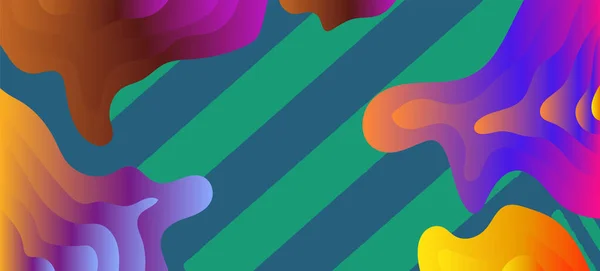 Fundo Abstrato Com Listras Geométricas Textura Gradiente Colorido Curvy Blobs — Vetor de Stock