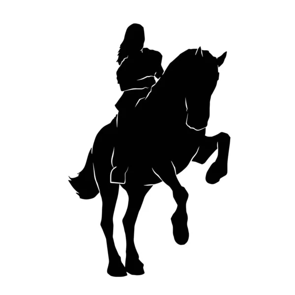 Silhouette Woman Riding Running Horse — Stock Vector