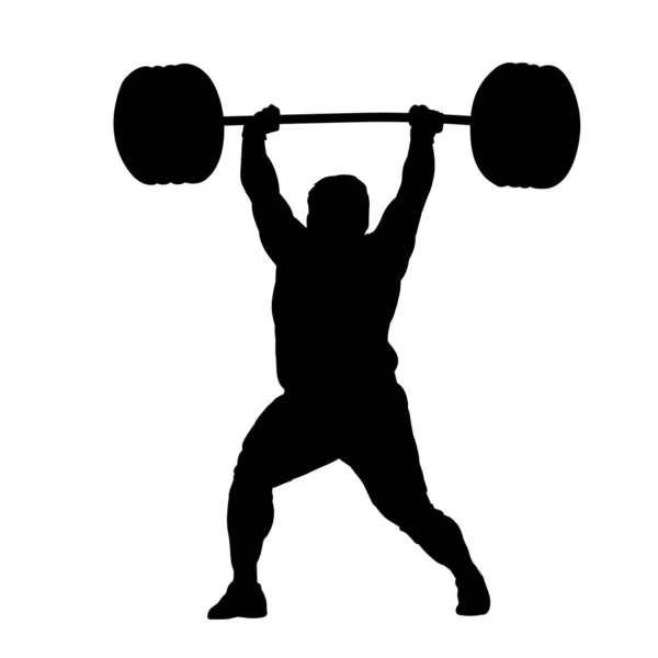 男子举重运动员的轮廓 举重运动员动作姿势的轮廓 — 图库矢量图片