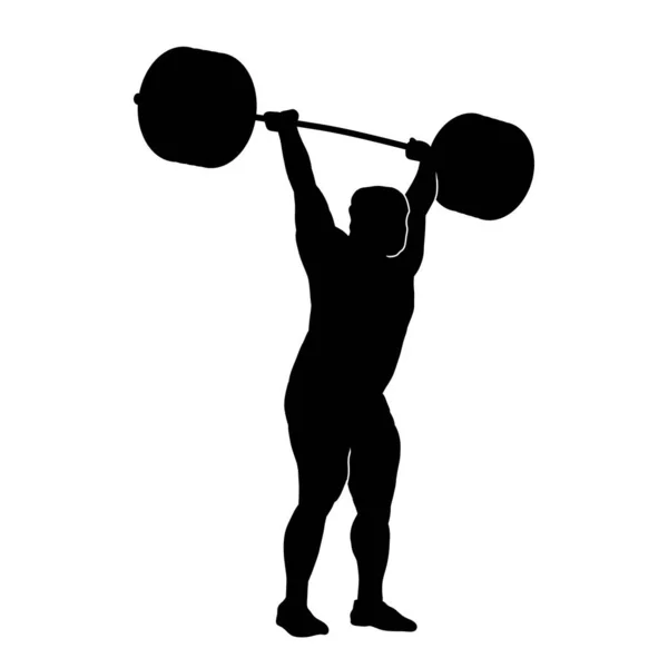 Silhouette Eines Männlichen Athleten Beim Gewichtheben Silhouette Eines Gewichtheber Athleten — Stockvektor