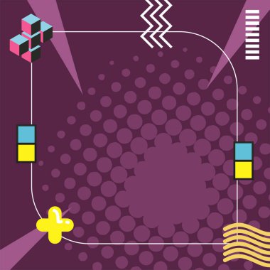 Sosyal medya postası veya poster için kare biçiminde Retro 90 geometrik memphis tarzı arkaplan tasarımı.