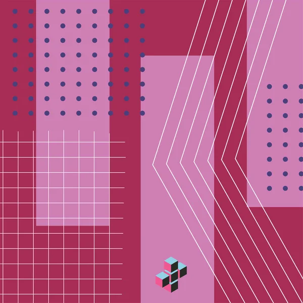 Fond Géométrique Abstrait Avec Diverses Formes Ornements Couleurs Style Memphis — Image vectorielle