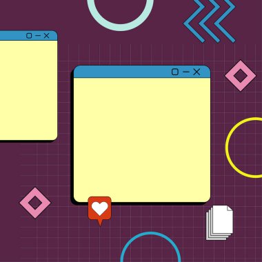 Çeşitli geometrik şekillere sahip soyut arkaplan kare kartı. Geometrik memphis tarzıyla kare duvar kağıdı.