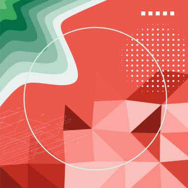 Çeşitli geometrik şekillere sahip soyut arkaplan kare kartı. Geometrik memphis tarzıyla kare duvar kağıdı.